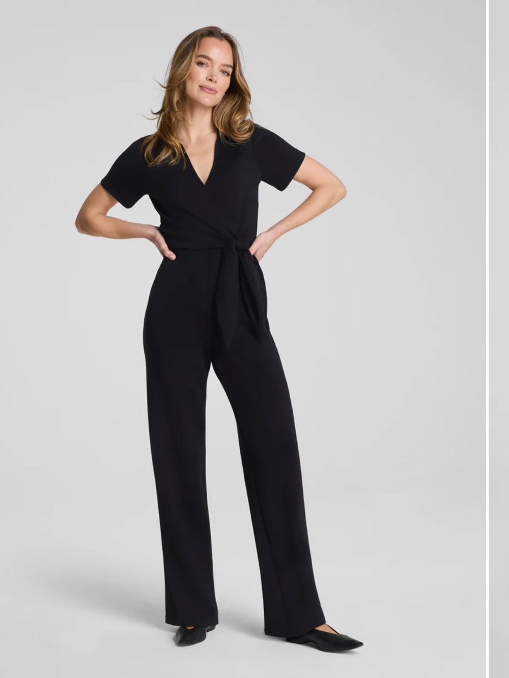 SPANX Air Essentials Collared Tie-Waist Jumpsuit Size S Petite